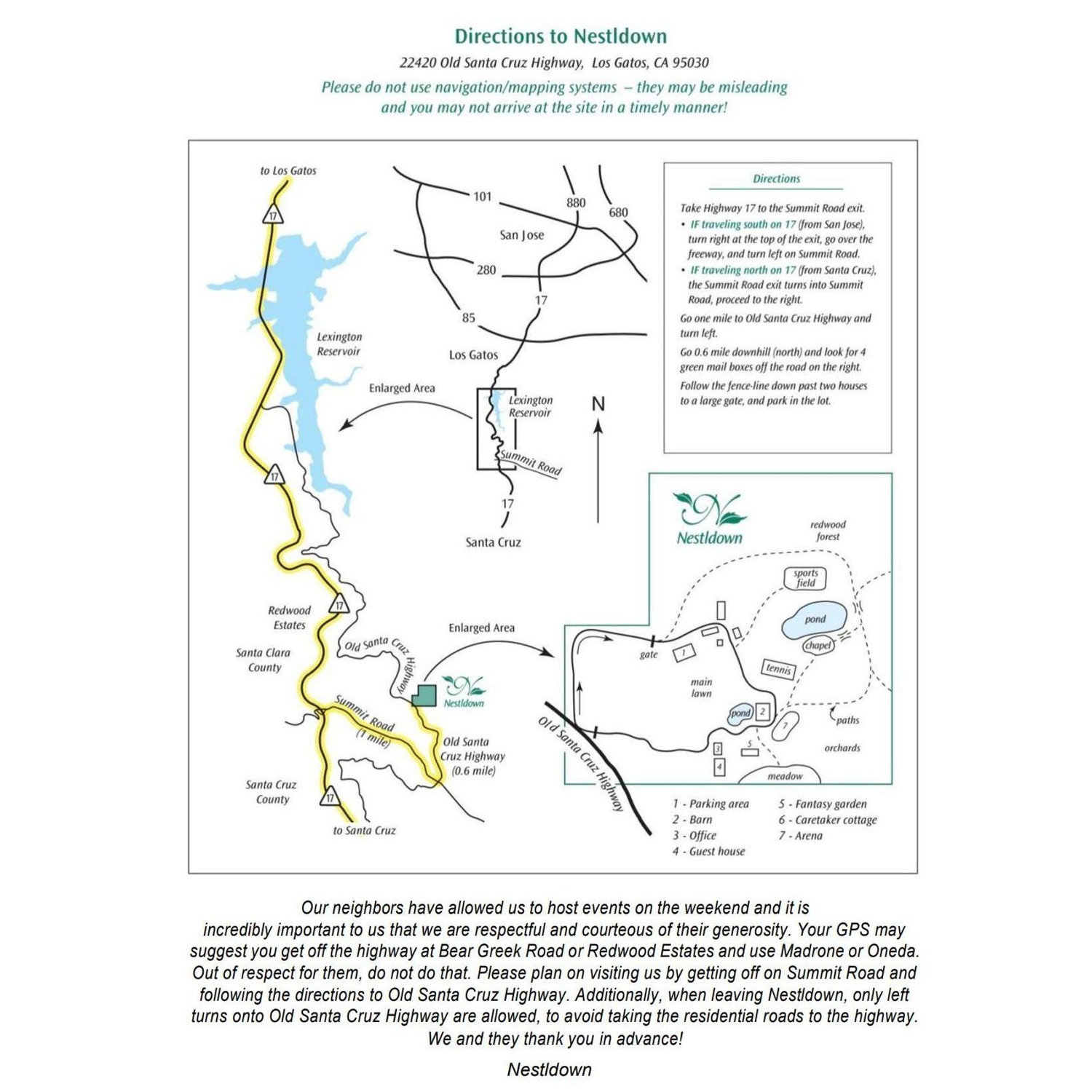 Driving Directions to Nestldown