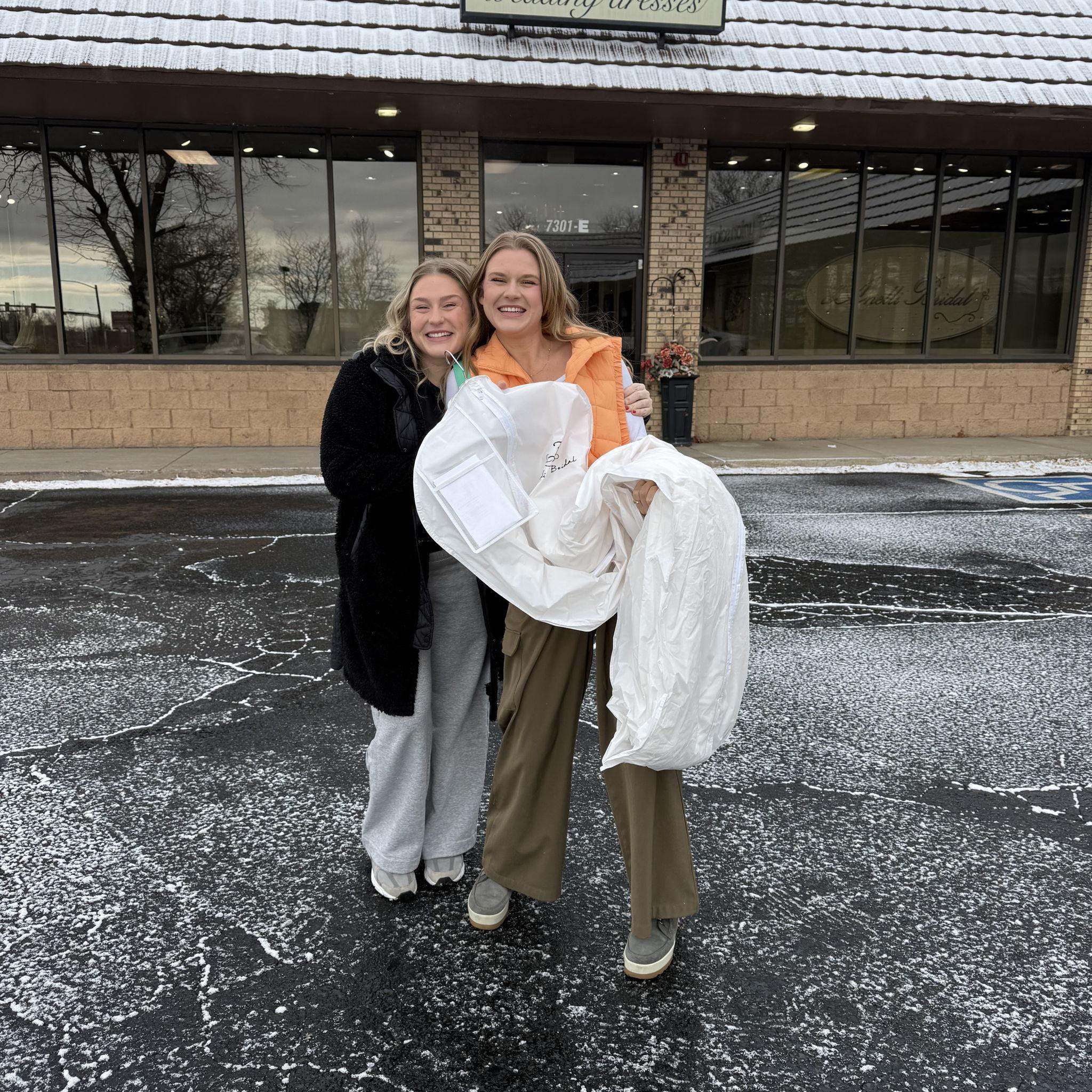 Sophie was the first one to take me wedding dress shopping in November 2024, and she got to come back for veil shopping too!
