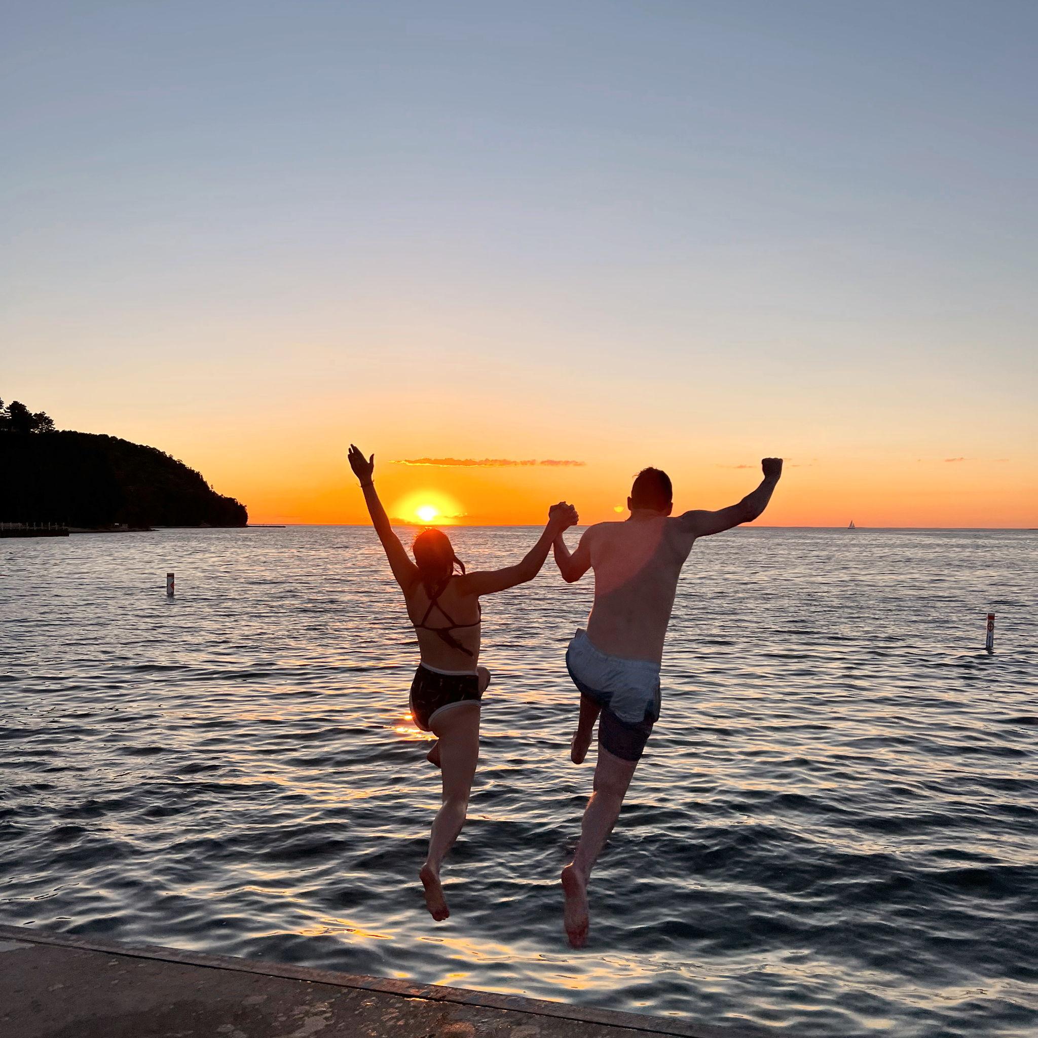 July 2022: Mitch joins our family trip to Door County for the first time, all the bay jumps and goat milk gelato we can have!