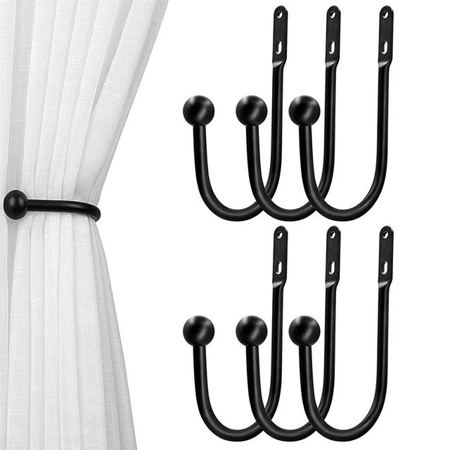 VRSS Curtain Tiebacks Drapery Holdbacks Simple Vintage Style (6pcs Black)