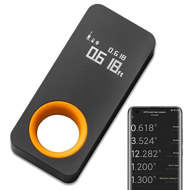 HOTO iRing - Laser Tape Measure, Laser Measure with Bluetooth, 98ft Digital Tape Measure, ±1/16-inch Accuracy, 2 Modes Of The Measurement, Switchable Units M/Ft, Type-C charging