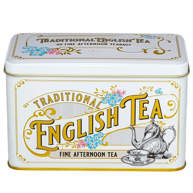 New English Teas Vintage Victorian Ivory Tea Caddy with 40 English Afternoon Teabags