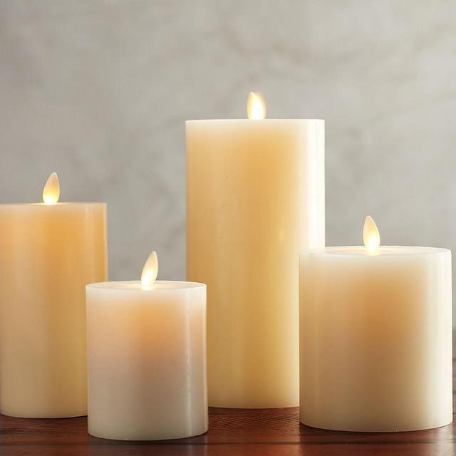 Premium Flickering Flameless Wax Pillar Candle, Ivory - Mix set of 4 - 3X3, 3X6, 4X4.5, 4X8