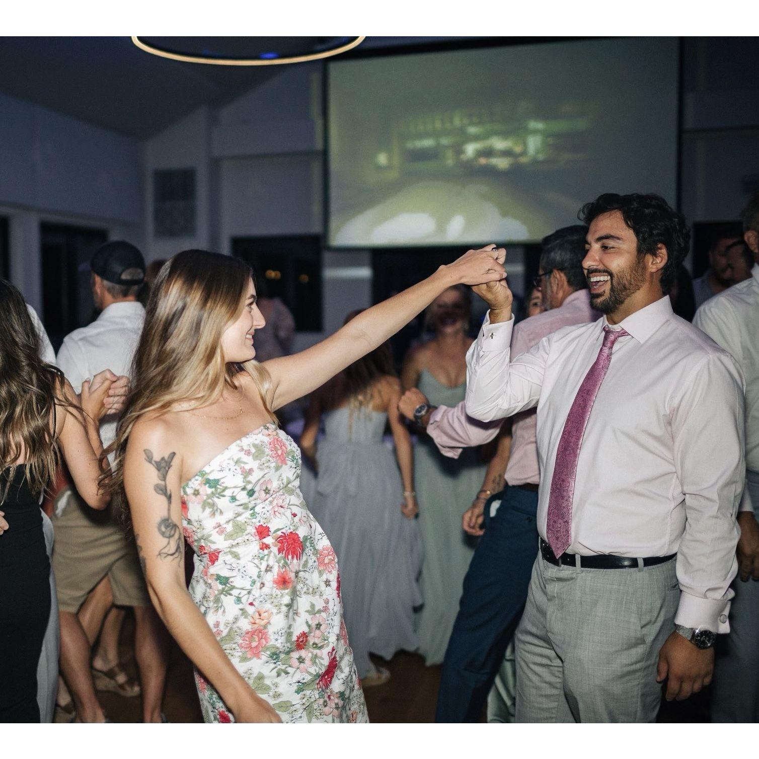 Celebrating our friends wedding. Marc busting out his fabulous dance moves :)