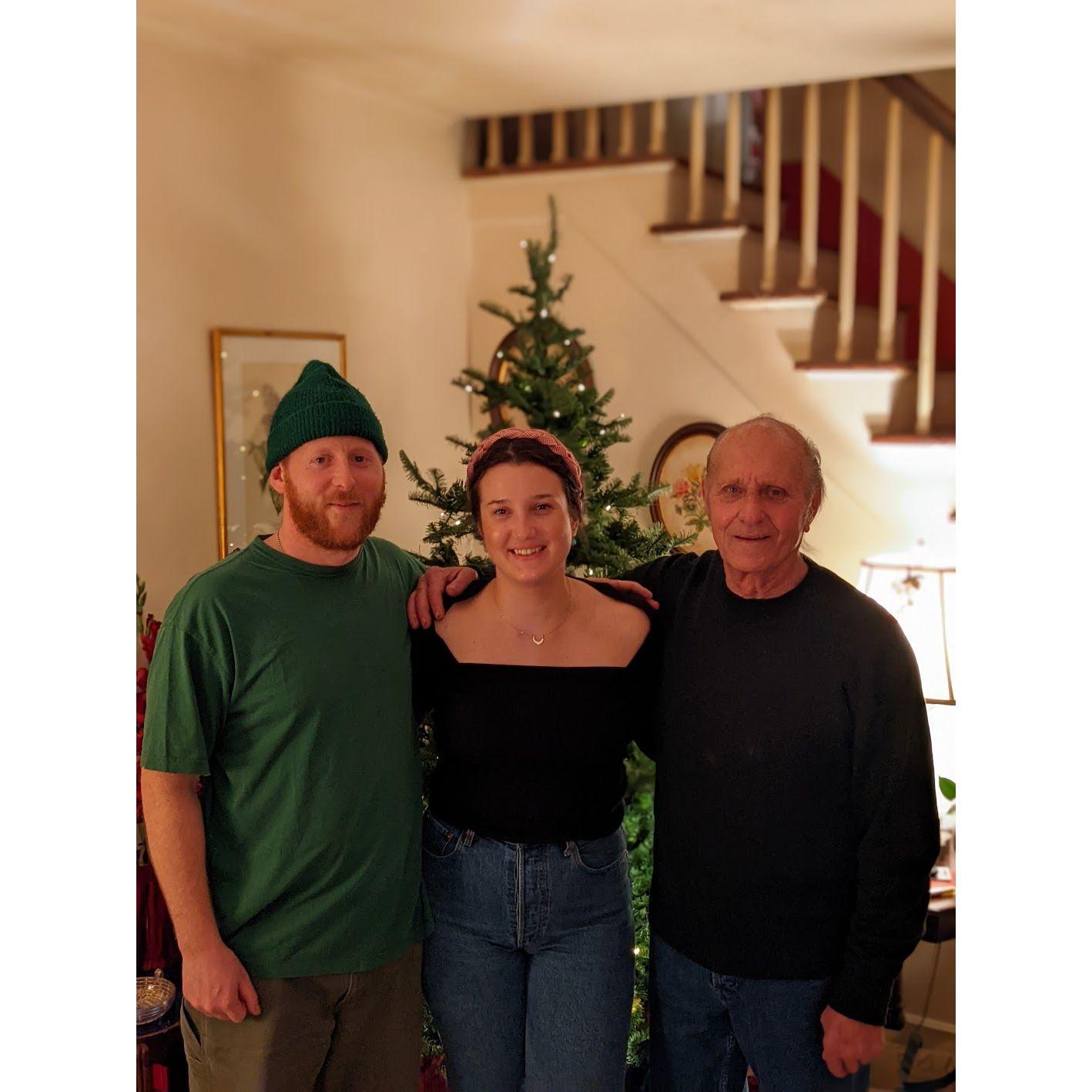 Annual Christmas photo with Alex's father, December 2021