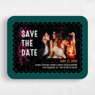 Black Rounded Wedding Save the Date - Rios Landscape