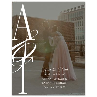 White Modern Wedding Digital Save the Date - Kellan Photo
