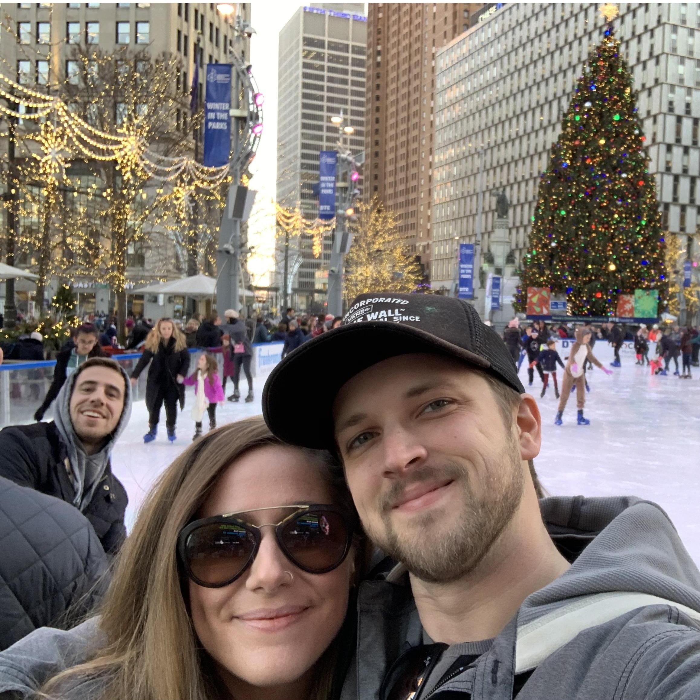 2019 Christmastime at Campus Martius in Detroit, MI - Look closely and you may see Melissa's brother Danny photobombing in the background!