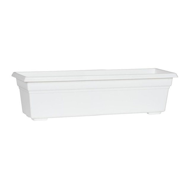 Root & Vessel 16242 Countryside Flower Box Planter, White, 24-Inch