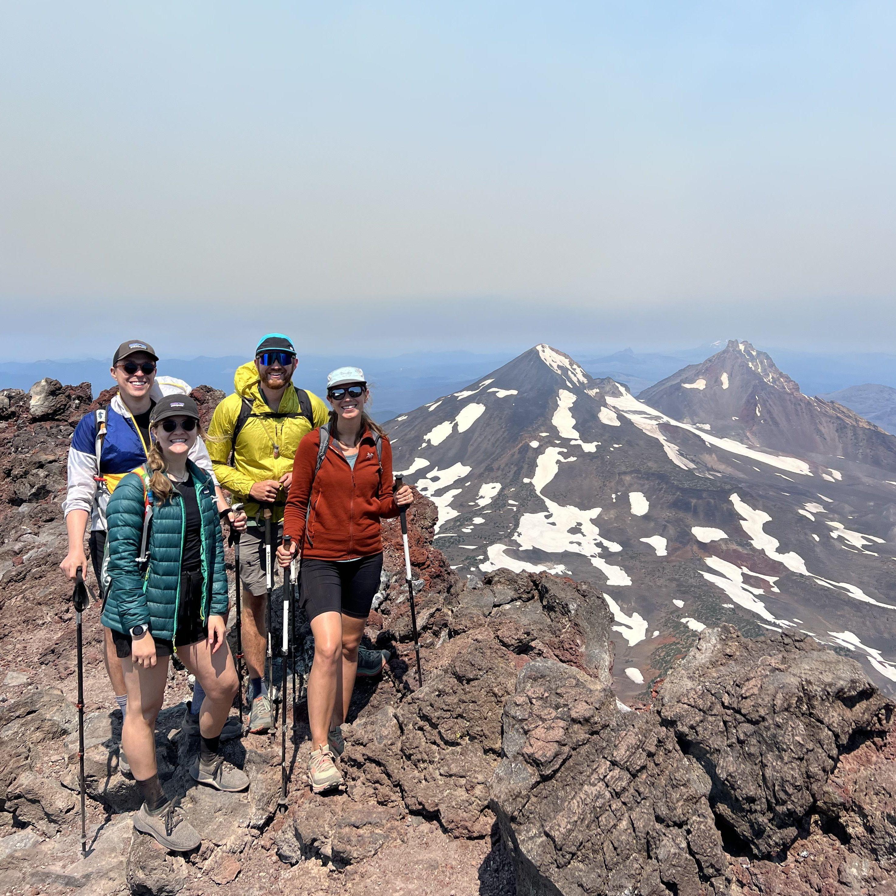 Hiking South Sister with friends in 2022.