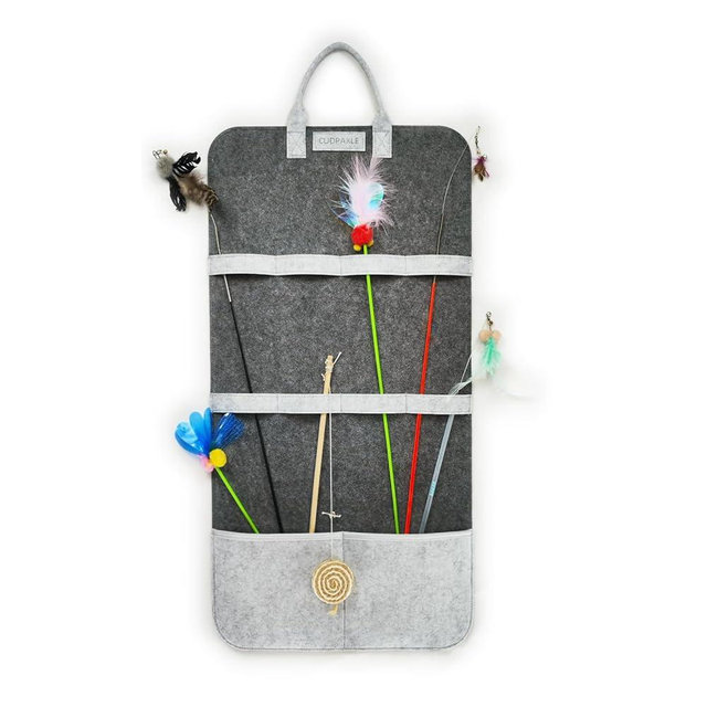 CUDPAXLE Cat Wand Toy Storage Bag,Wand Toy Holder and Cat Toy Organizer for Neatly Organizing Teaser Wand Toys, Ensuring Feline Safety and a Clutter-Free Home(Dark)