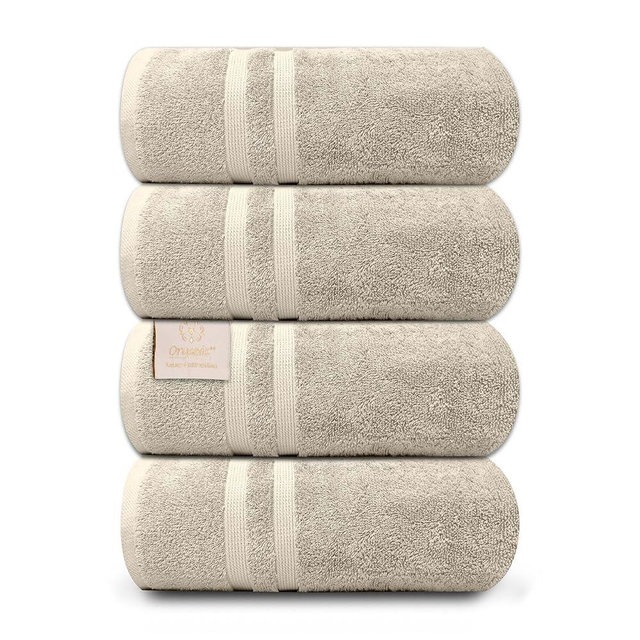 Organix Oversized 4 Piece Soft Bath Sheets Towels 550 GSM Cotton Bath Towels Extra Large 35"x70", Highly Absorbent & Quick Dry, Super Soft Hotel Quality Extra Large Bath Towels, Daily Use (Beige)