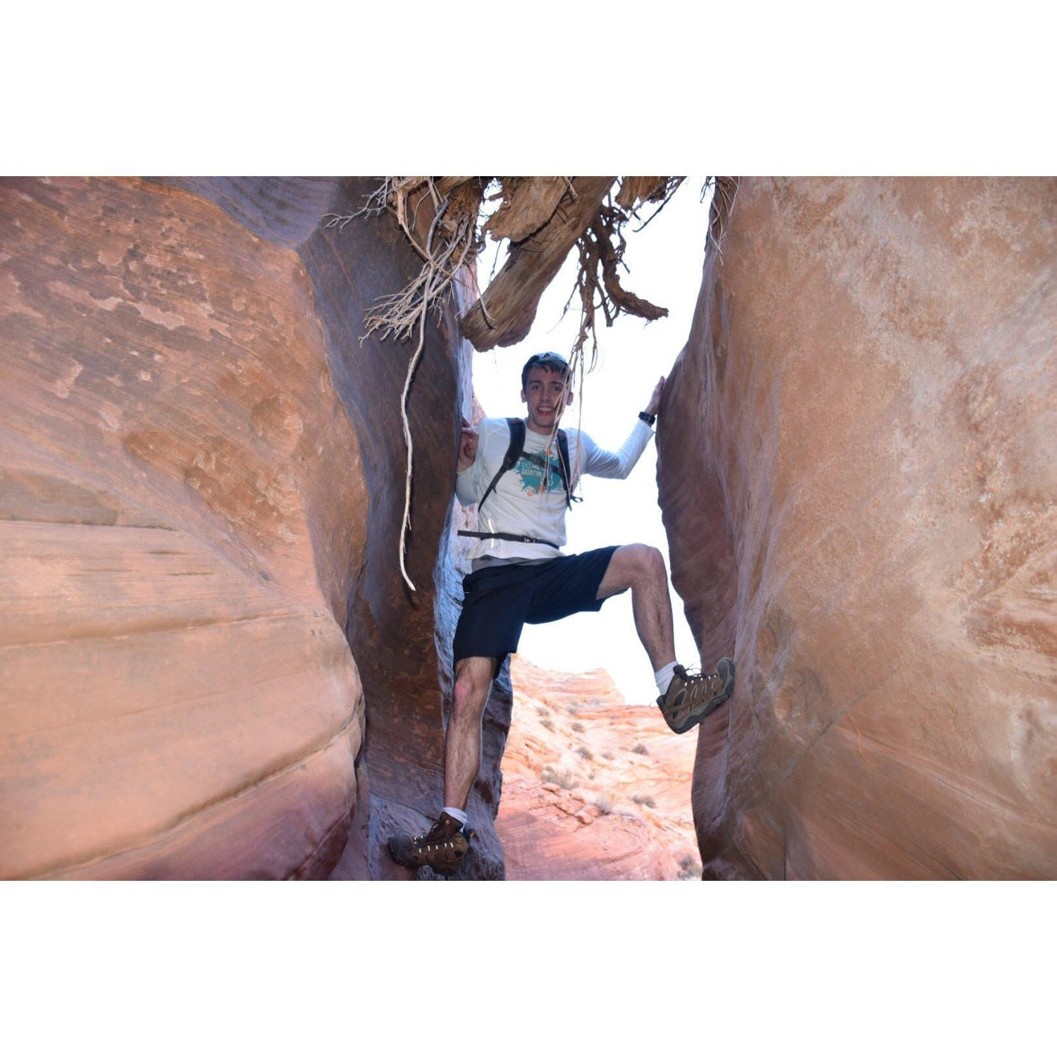 Moments before our engagement, Zach was practicing his climbing.