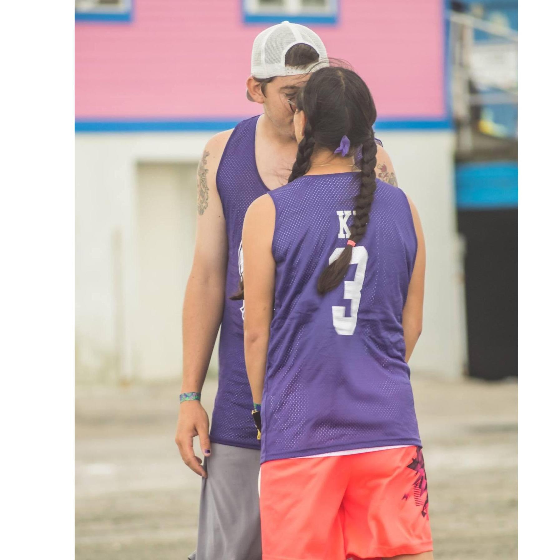 Wildwood Ultimate Tourney right after scoring a hunny point (couple throws to each other to score the point) - July 2017 (though there should be the same photo for 2018 and 2019- go Purple Jerk!)