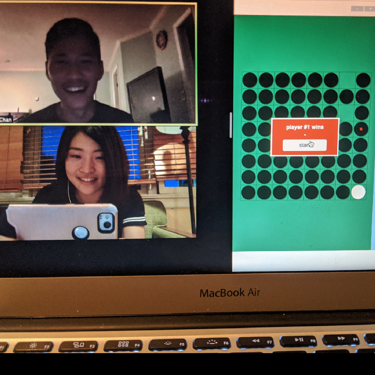 We played reversi (Othello) so many times during our long distance and that's how we normally ended up.. (you can guess who played the white one)