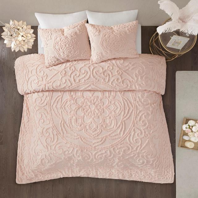 3pc King Cecily Cotton Medallion Comforter Set Blush