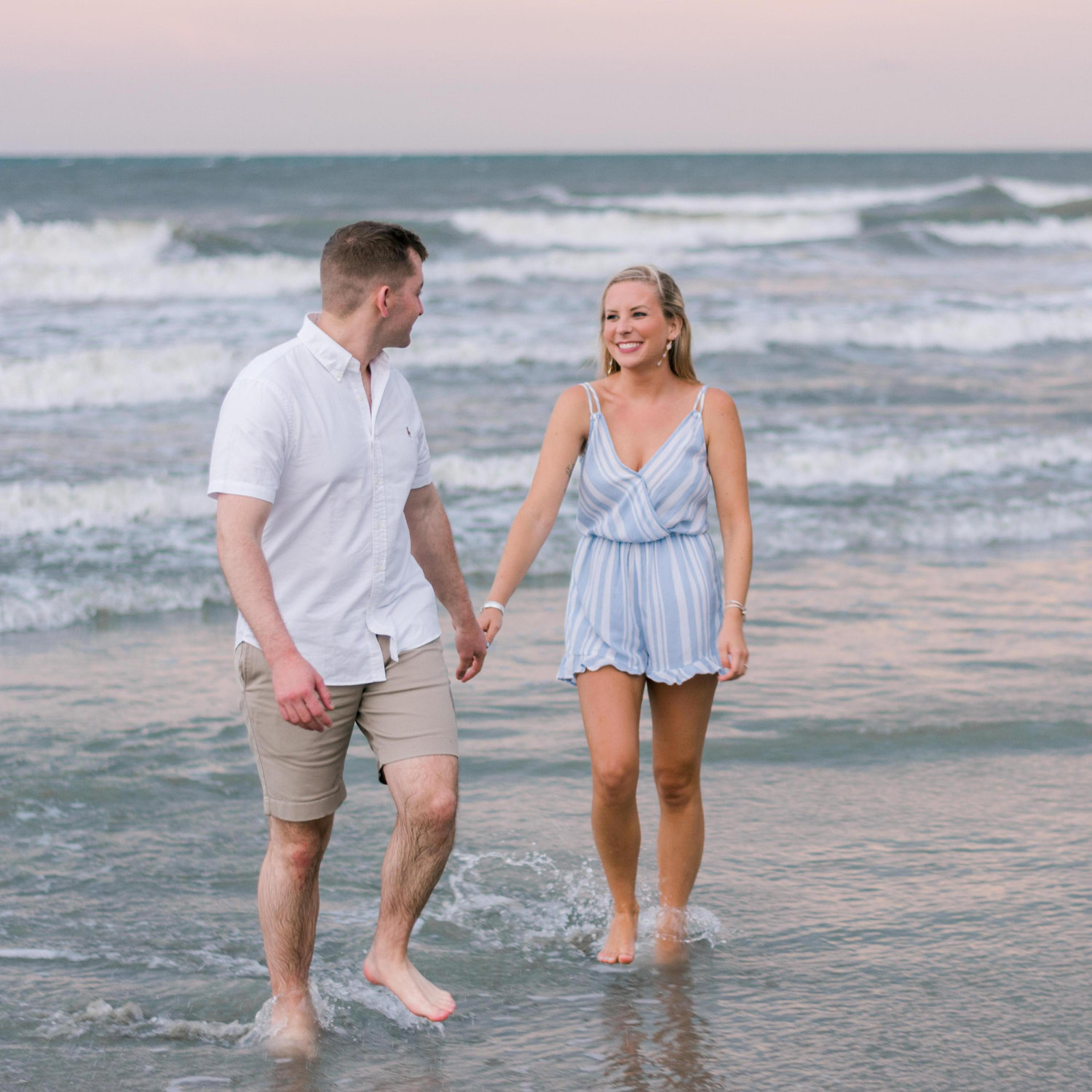 Folly Beach was the setting of the second part of our engagement photos. A storm was just starting to approach, making for a gorgeous sunset and angry waves.