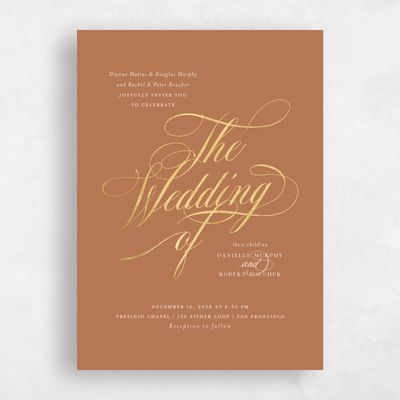 Brown Wedding Invitation - Clifton Portrait Foil