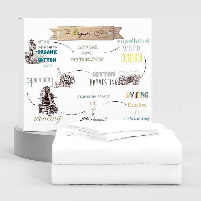 SUPREME ELEGANCE Organic 100% Cotton, Snow White King Size Sheet Set, 4-Piece Deep Pockets Snow White Bed Sheets, Cool & Crisp Percale Sheets for King Size Bed, Easy Fit
