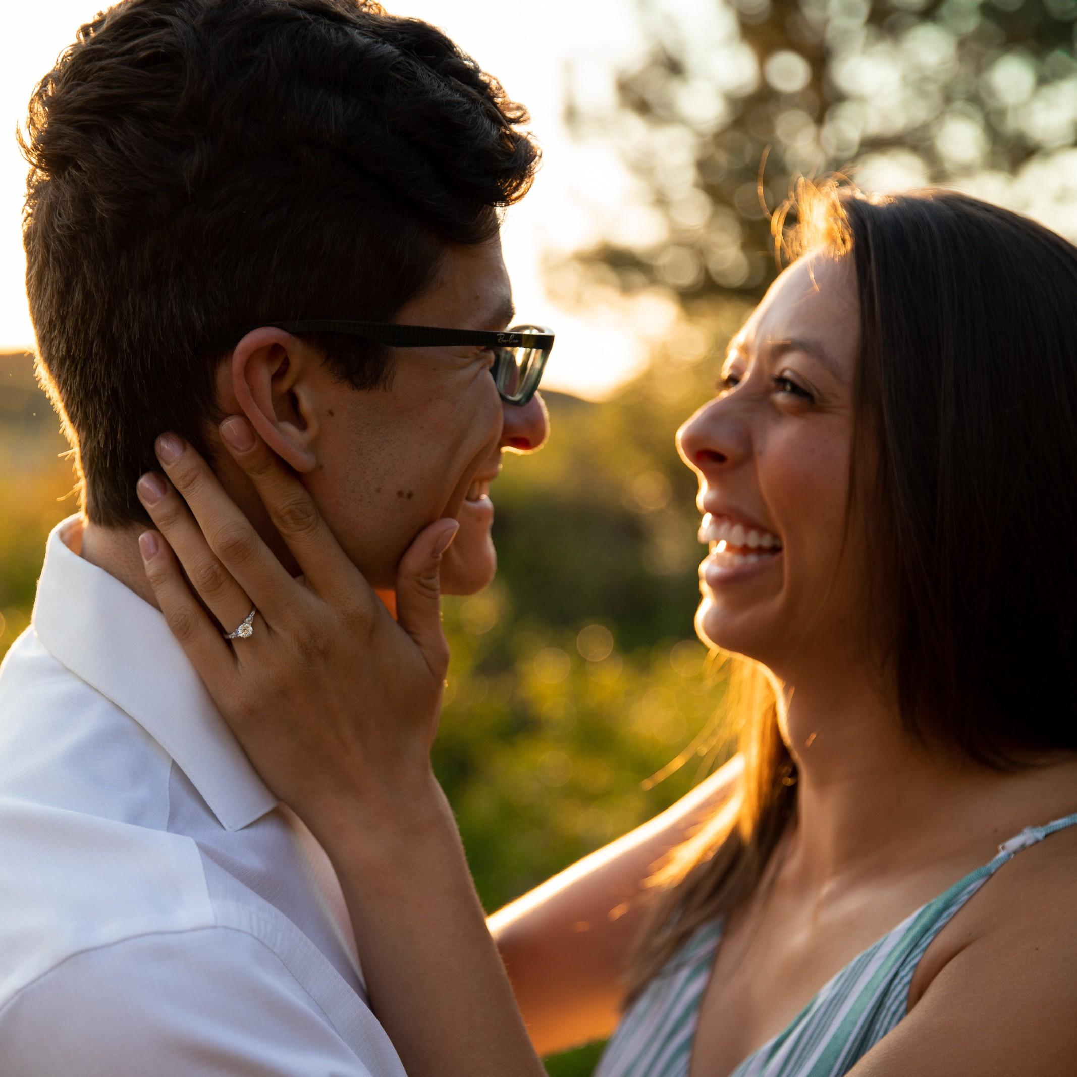 Engagement pictures while hiking Arthur's Rock in Fort Collins.