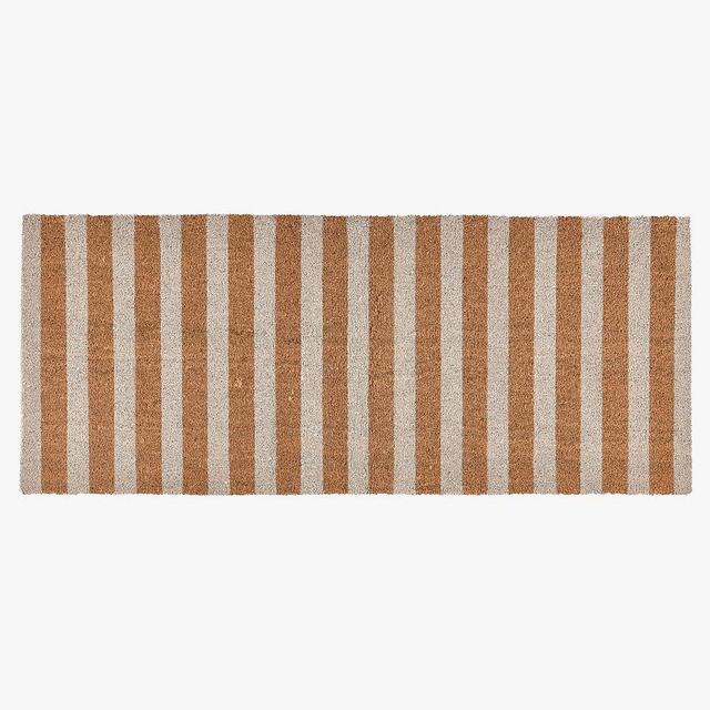 Cayson Striped Doormat, 24" X 57", Ivory/Natural