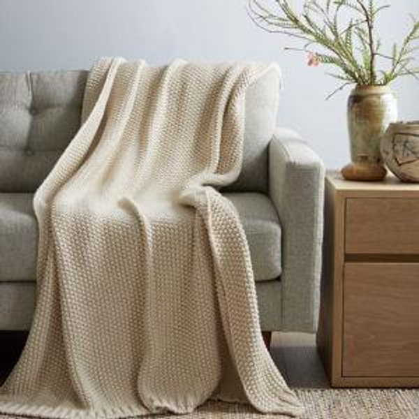 Quince Cotton Fisherman Throw, Natural