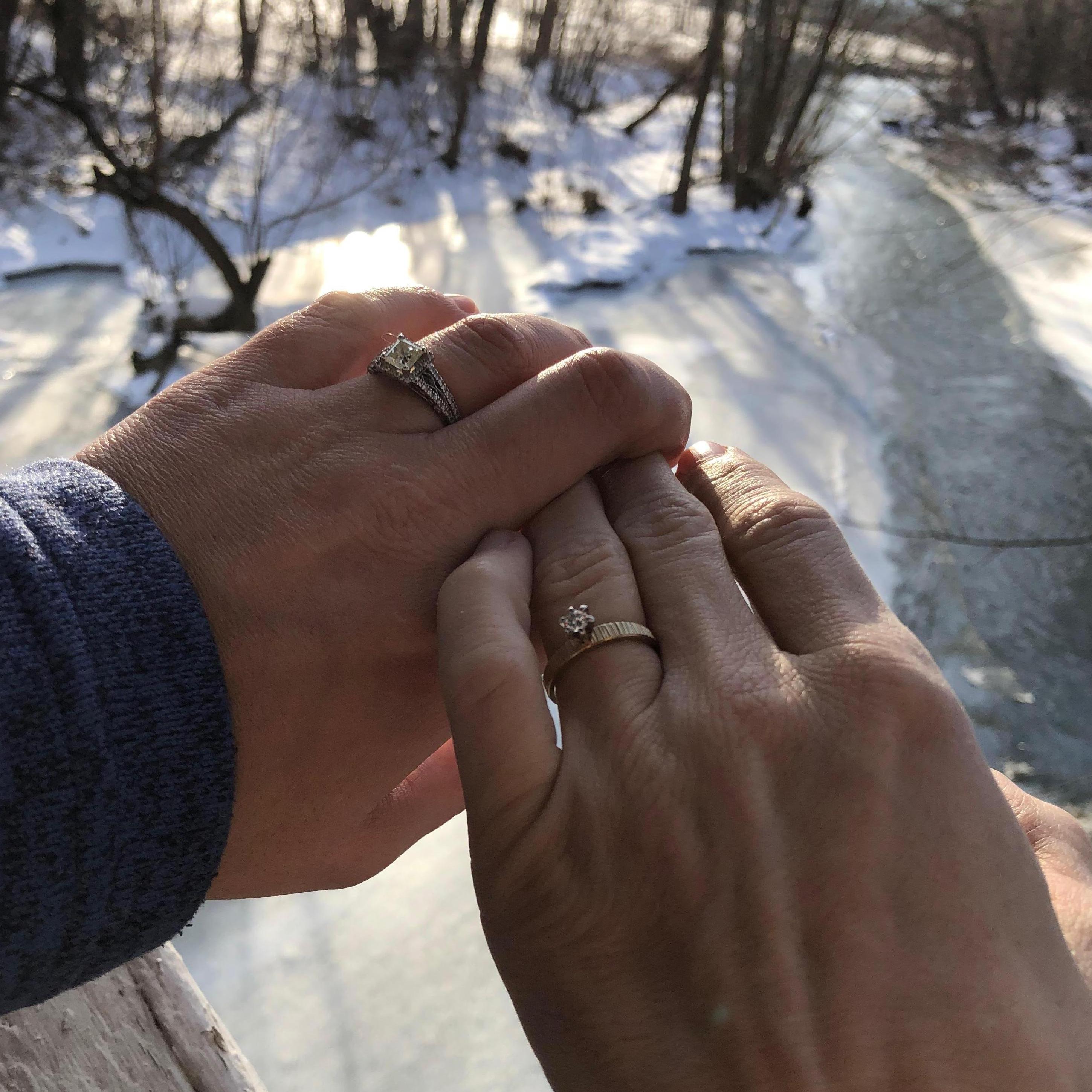 A picture, after our engagement, at one of the cover bridges we went to on our first date.