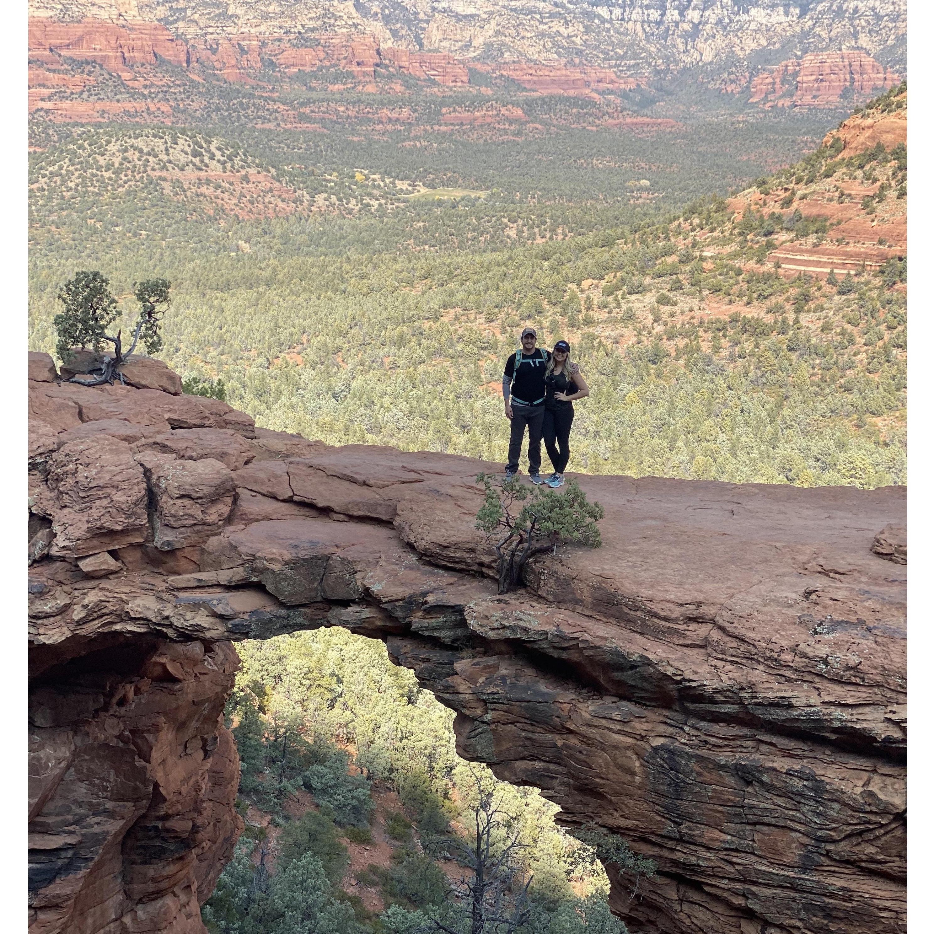 Hiking to Devil's Bridge in Sedona, AZ.