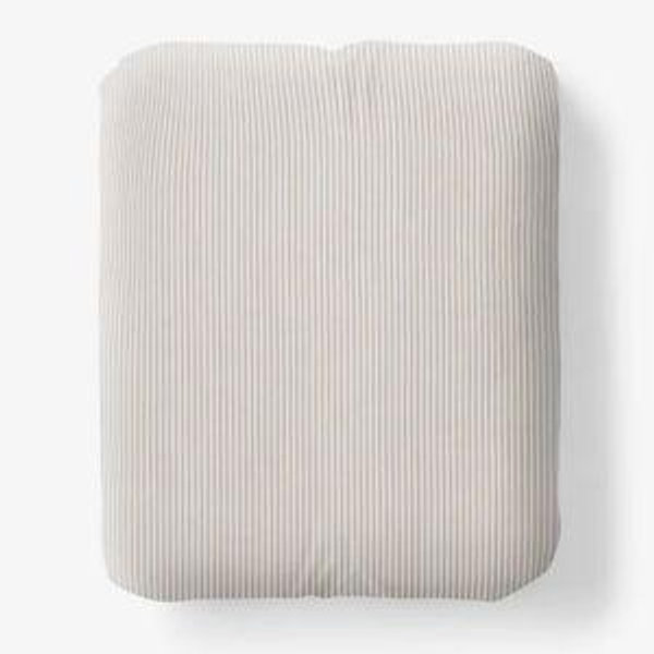 Classic Stripes and Plaids Cool Yarn-Dyed Cotton Percale Fitted Bed Sheet - Stripe Tan, Queen