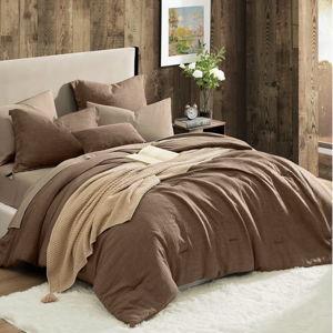 Geniospin Brown Queen Comforter Set - 7 Pieces Comforter Queen Size, Solid Bedding Set for All Season, Textured Bed in a Bag with Sheets