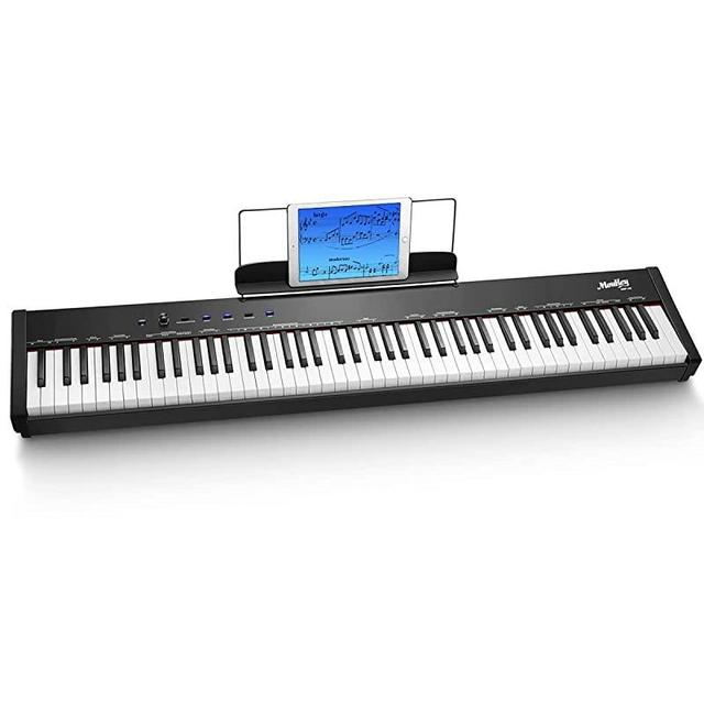 Moukey MEP-110 Beginner Keyboard Piano 88 Keys Full-Size Half-Weighted Digital Keyboard with Sustaining Pedal, Power Supply
