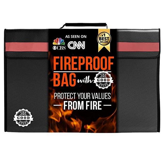 The Good Stuff Fireproof Waterproof Document Storage Bags (2000℉), Protect Important Documents from House Fires, Hurricanes, and Tornadoes, Easy to Carry Fireproof Box Bags (Extra Strength)