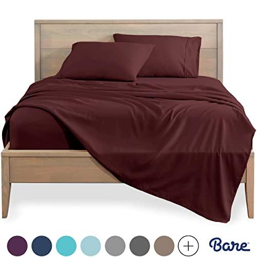 Bare Home Queen Sheet Set - 1800 Ultra-Soft Microfiber Bed Sheets - Double Brushed Breathable Bedding - Hypoallergenic – Wrinkle Resistant - Deep Pocket (Queen, Burgundy)