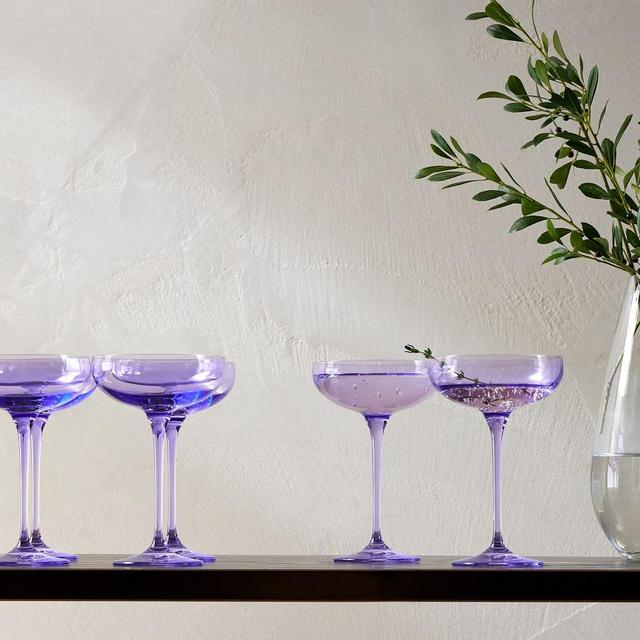 Estelle Colored Glass Champagne Coupe (Set of 6)