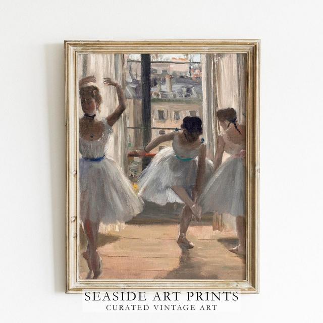 Vintage ballet art print - Girl room ballerina oil painting, Soft tones wall art, Muted wall decor, Neutral interior decor, MAILED PRINT