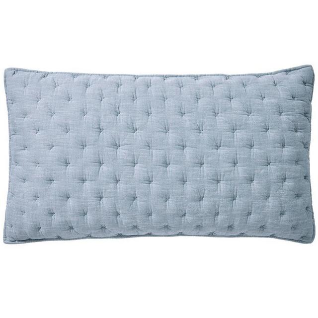 Cotton Cross Stitch Quilted Sham, King, Chambray