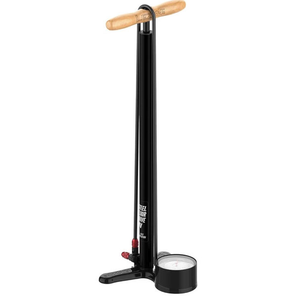 LEZYNE Steel HV Floor Drive 3.5 High Volume Bicycle Floor Pump with Accurate 3.5" Analog Gauge - Durable 100 PSI Tire Air Pump for Mountain/Gravel Bikes - ABS-1 Pro Chuck Fits Presta/Schrader Valve