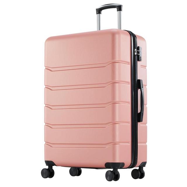 Sweetcrispy Carry on Luggage, Hard Shell ABS, Double Spinner Wheels Lightweight Suitcase TSA Lock, Pale Pink, 28 Inch