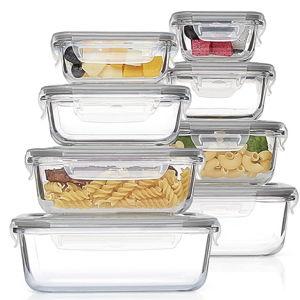 8 Pack Glass Food Storage Containers with Airtight Lids