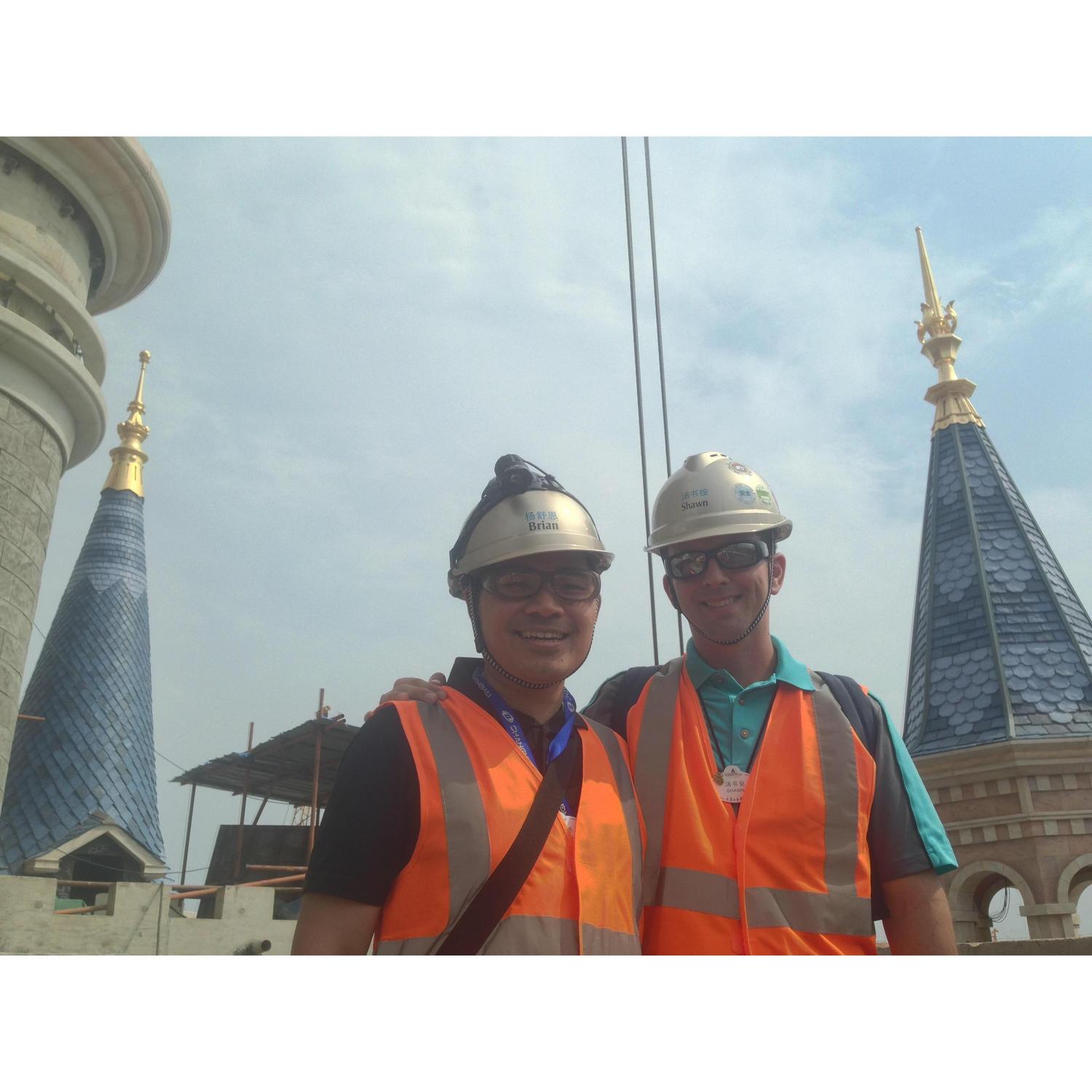 At work on top of the Shanghai Disneyland castle