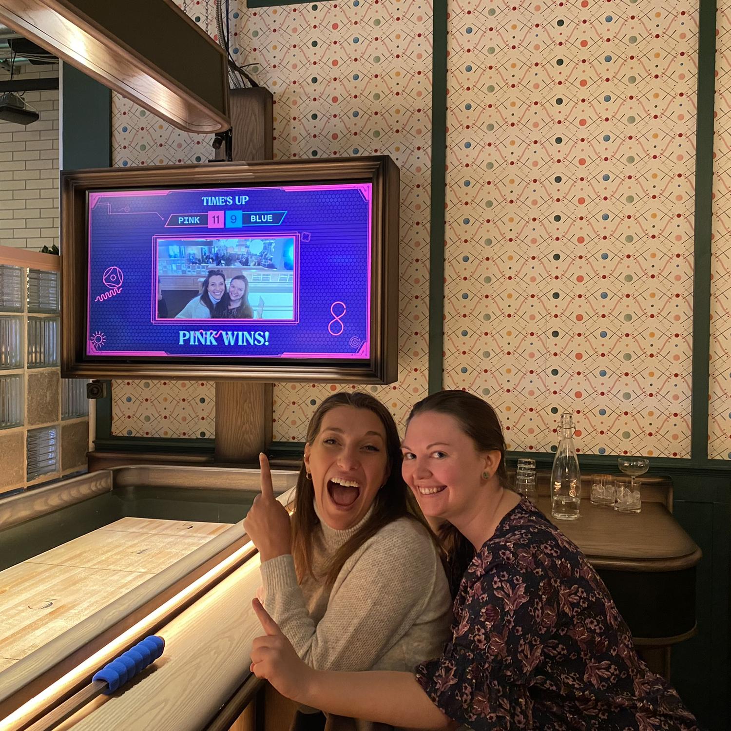 Electric shuffleboard with friends David & Maria November 2022