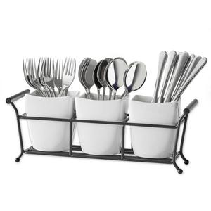 B. Smith 4-Piece Flatware Caddy in White