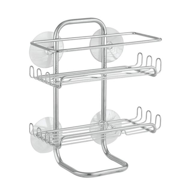 iDesign® Classic Suction Shelves Medium Shower Caddy in Silver