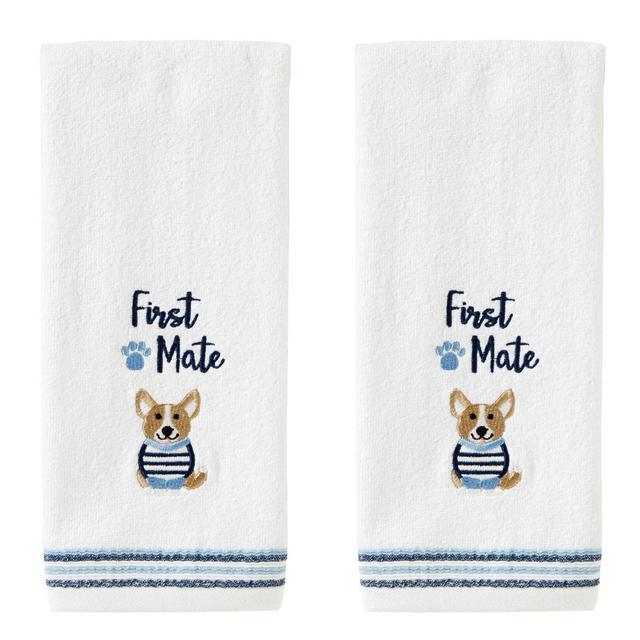 2pc First Mate Corgi Hand Towel Set White - SKL Home