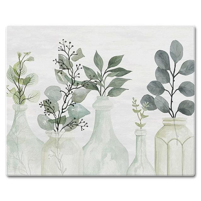 CounterArt "Nature's Greenery" Decorative 3mm Heat Tolerant Tempered Glass Cutting Board 15" x 12" Made in the USA Dishwasher Safe