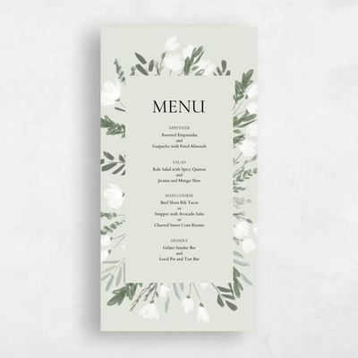 Lightest Green Wedding Menu - Oaklyn