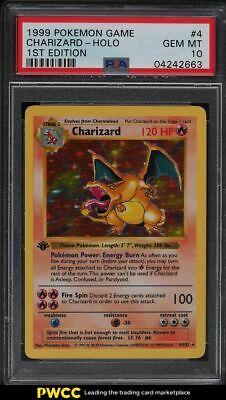 1999 Pokemon Base Set 1st Edition Shadowless Holo Charizard #4 PSA 10 GEM MINT