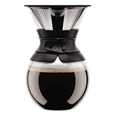 Bodum Pour Over Coffee Maker with Permanent Filter, 1 Liter, 34 Ounce, Black Band