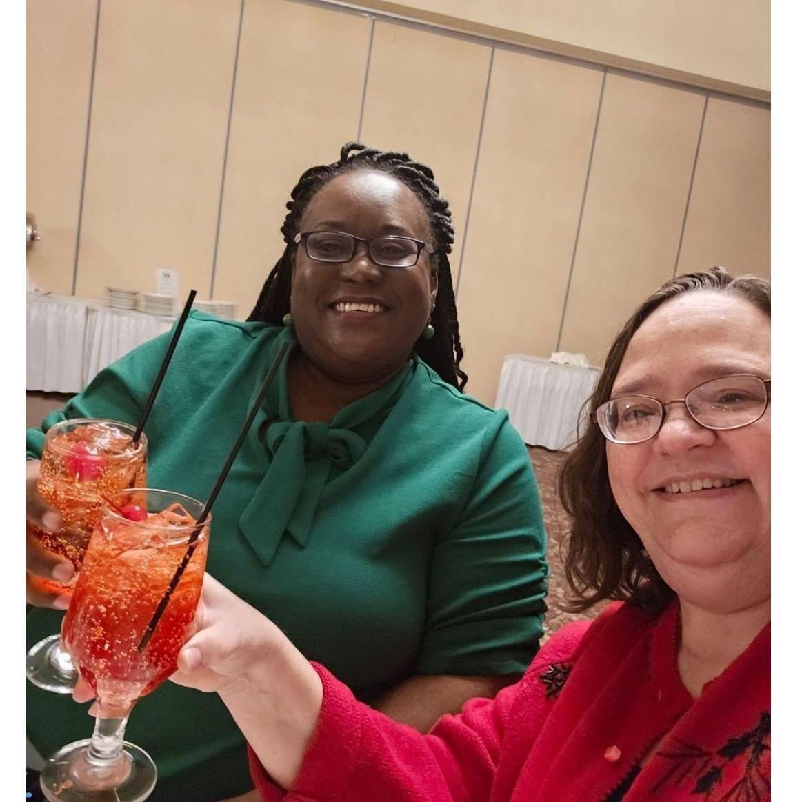 Jokima and her friend from work, Jana, at the company's Holiday Party!