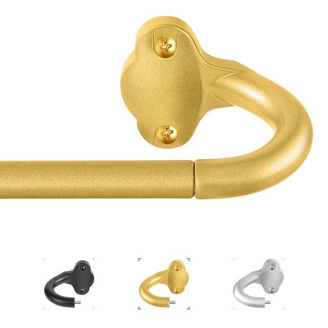 TVWOO Wrap Around Curtain Rods,Gold Curtain Rods 28 to 48 Inch,5/8 Inch Adjustable Blackout Curtain Rod Set,Room Darkening Single Window Rod,Metal Thicken Hidden Curved Drapery Rods 28-48",Brass Gold